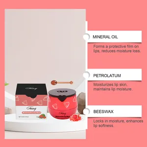Detailansicht der Inhaltsstoffe der Wassermelonen-Lippenmaske wie Mineralöl und Bienenwachs.