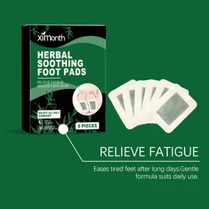 Detail of herbal foot pads with gentle formula for relieving fatigue.