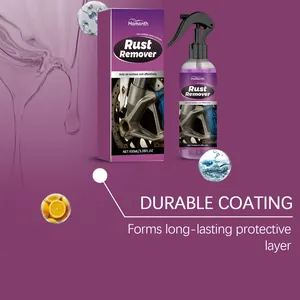 Homonth rust remover spray bottle and box showing long-lasting protective layer effect