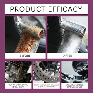 Detailed efficacy comparison showing metal surfaces before and after using rust remover