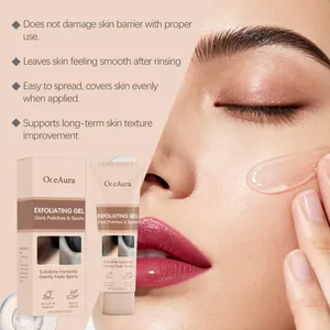 Close-up of gentle exfoliating gel applied to facial skin showing smooth texture
