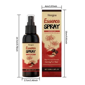 Dimensioni dettagliate del flacone spray per capelli allo zafferano Hoegoa e scatola
