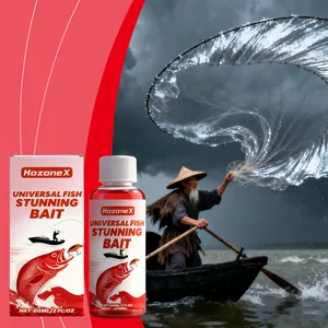 HOZONEX universal fish bait attractant liquid 60ml bottle with professional fishing scene