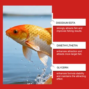 Detail of fish attractant ingredients including Disodium EDTA and Glycerin for fishing.