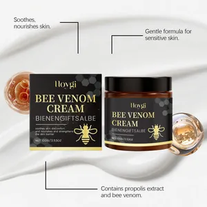 Vue détaillée de la crème de soin HOYGI au venin d'abeille et extrait de propolis hydratant