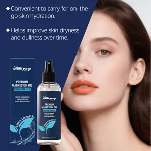 Detailed view of South Moon Magnesium Oil spray bottle and packaging for skin hydration