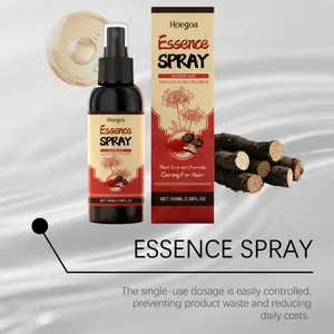 Dettaglio spray per capelli Hoegoa con confezione e dosaggio spray facile da usare