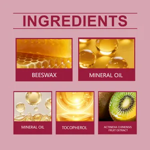 Ingredienti del balsamo labbra idratante con cera d'api e vitamina E pura.
