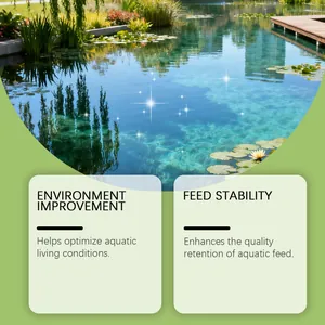 Aquatic feed additive benefits for environment improvement and feed stability.