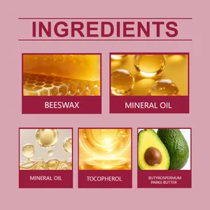 Dettaglio degli ingredienti naturali del balsamo labbra con cera d'api e tocoferolo