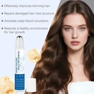 Detail showing hair volume roll-on serum benefits with a model's healthy hair
