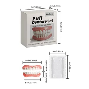 Dimensional details of the Oralhoe full denture set including dentures and fitting beads.