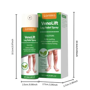 Vista detallada del spray Laniska para piernas 20ml con dimensiones y empaque