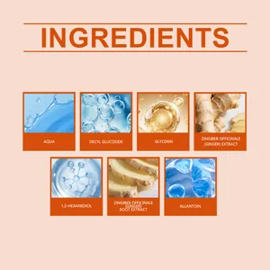 Dettaglio degli ingredienti dello shampoo allo zenzero con glicerina ed estratti.