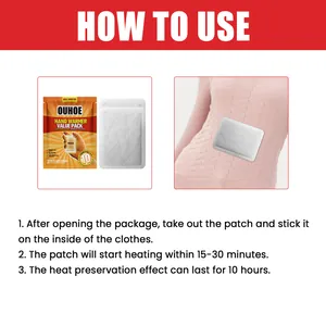 Instrucciones de uso de parches calientamanos OUHOE para 10 horas de calor natural.