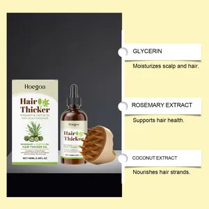 Rosemary and castor oil hair set with scalp massager and natural ingredient details