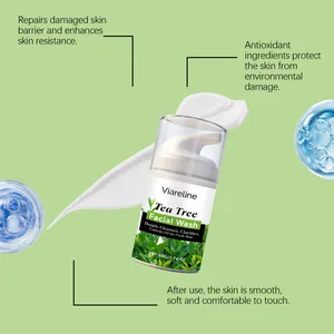 Limpiador facial Viareline de árbol de té que repara y suaviza para una piel fresca.