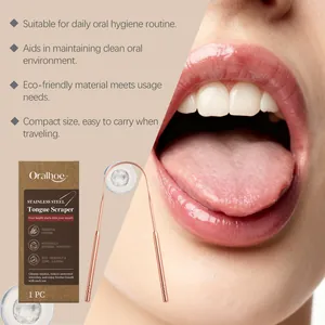 Stainless steel U-shaped tongue scraper for daily oral hygiene and fresh breath