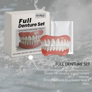 Oralhoe full denture set with upper and lower teeth and thermal fitting beads