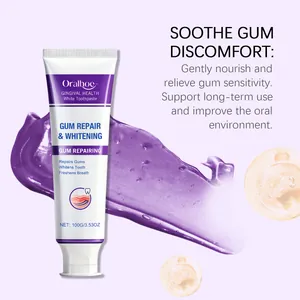 Vue détaillée du dentifrice Oralhoe réparation des gencives et blanchiment, 100g.