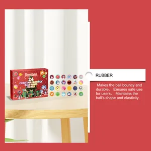 Detailansicht des 24-teiligen Weihnachts-Flummi-Blindbox-Sets aus strapazierfähigem Gummi