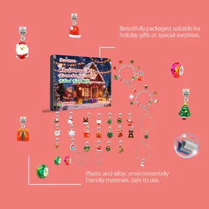 Weihnachts-Adventskalender DIY Armband und Halskette Set mit 24 festlichen Anhängern