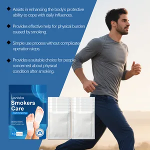 Λεπτομερής προβολή της συσκευασίας Laniska Smokers Care Foot Patch με 10 επιθέματα ευεξίας σώματος