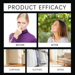 Eficacia del spray refrescante de telas antes y después de eliminar olores en cortinas