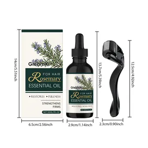 Kit de aceite de romero GleamXi con rodillo para el cabello y dimensiones del pack