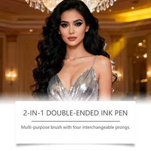 Detailed shot of model showcasing professional results with 2-in-1 dark brown eyebrow pen