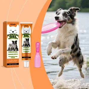 Pet dental care set with vanilla toothpaste and silicone finger brush for dogs and cats