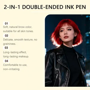 Professional 2-in-1 dark brown double-ended eyebrow pen with smooth ink for natural look
