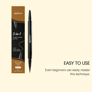 Crayon à sourcils Zephoco 2-en-1 double embout avec 4 pointes pour un fini naturel