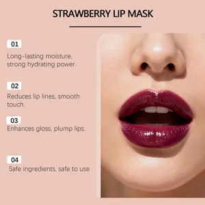 Primo piano di labbra lucide che mostrano l'effetto idratante della maschera labbra alla fragola