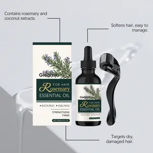Set de aceite capilar de romero GleamXi con rodillo para cabello seco y dañado