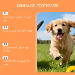 Happy Golden Retriever puppy running on grass for Kriath vanilla pet dental gel toothpaste