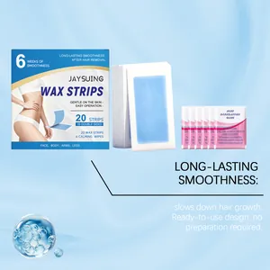Kit de bandas de cera JAYSUING con 20 bandas de doble cara y 6 toallitas para cara y cuerpo.