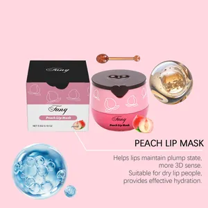 Maschera idratante per labbra al gusto pesca in vasetto rosa per labbra secche