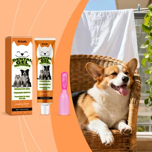 Kriath vanilla pet dental care set with toothpaste and finger brush for dogs and cats