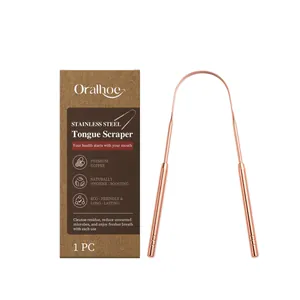 Oralhoe U-Shaped Tongue Scraper Stainless Steel Copper Oral Hygiene Cleaner For Fresh Breath Oral Care Tool Durable Portable