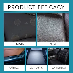 Vista detallada del efecto antes y después de la crema para interiores de coches en cuero