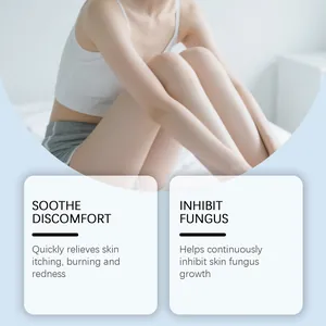 Detail showing smooth legs with text about soothing discomfort and inhibiting fungus