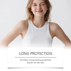Close-up of a smiling model with healthy skin for a long-lasting protective skincare cream