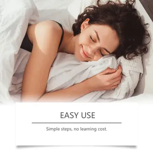 Woman sleeping peacefully using a comfortable dental mouth guard for night protection.