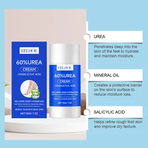 Ingredientes de la barra de crema para pies con 60% de urea y ácido.