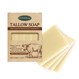 WOODSLEEP Juego de Jabón de Sebo Alimentado con Pasto 120g Jabón de Limpieza Natural Hidratante Miel Aceite de Oliva para Cara y Cuerpo