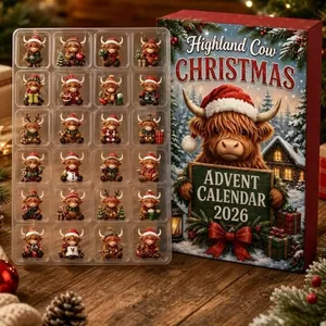 Calendrier de l'Avent Vache des Highlands 2026 avec 24 figurines et boîte cadeau