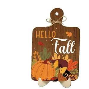 Rustic wooden Hello Fall decorative sign for autumn harvest festival and farmhouse decor