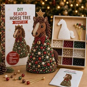 Kit de Árbol de Navidad DIY Hecho a Mano con Abalorios para Niños Adultos Decoraciones de Temporada con Forma de Animal Adornos de Escritorio de Perlas Coloridas Regalo de Navidad Set de Manualidades