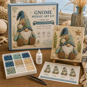 Kit complet d'art mosaïque Gnome comprenant perles, colle, pincettes et guide par étapes